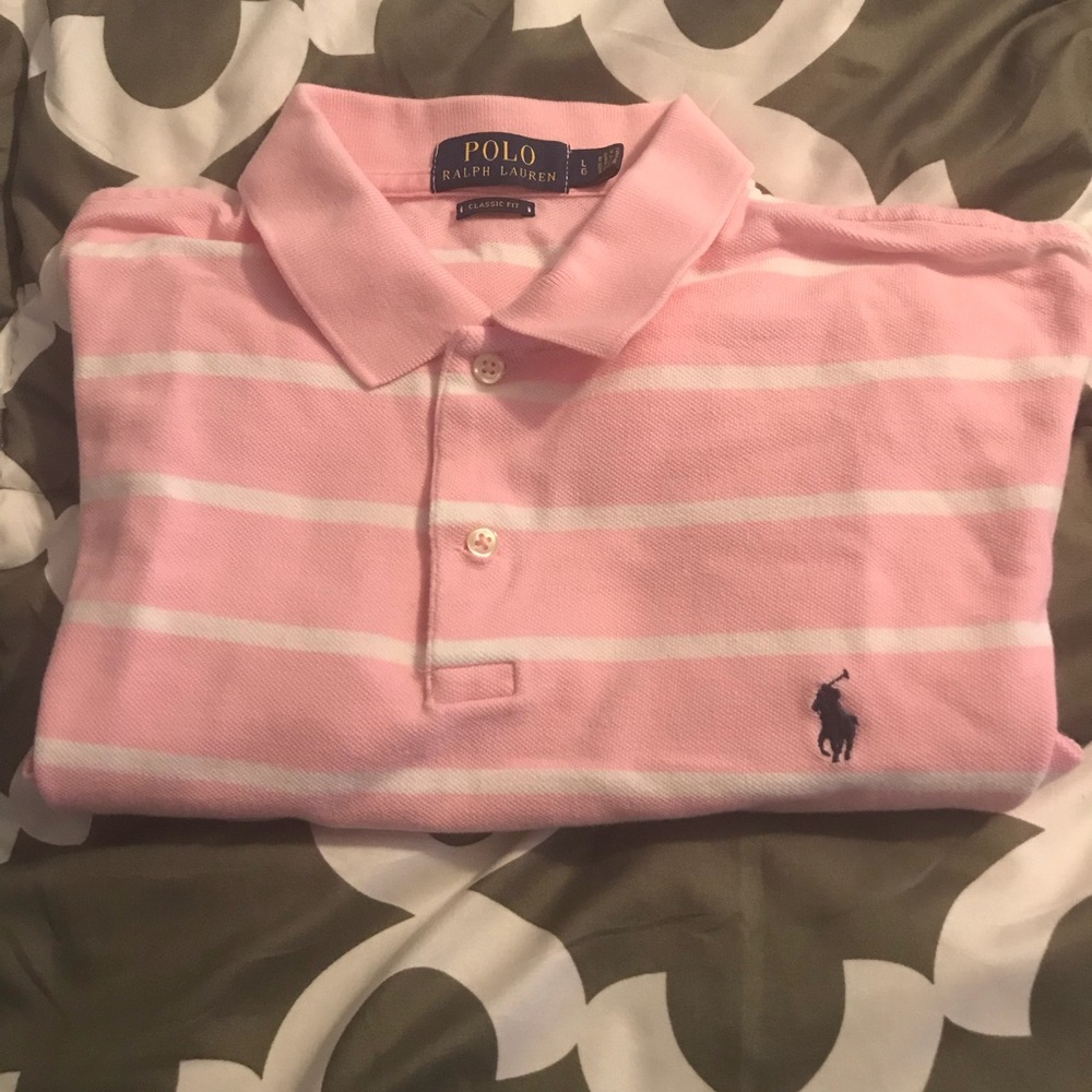Men’s Polo Ralph Lauren pink w/ white stripes